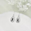 wholesale 925 Sterling Silver Black Cat Teardrop Celtic Moon Drop Earrings for Women Gifts-0-3