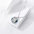 TOUPOP Sterling Silver Blue Crystal Father Daughter Pendant Necklace Gift-0-4