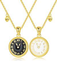 wholesale 925 Sterling Silver Plated Gold Tone Best Friends Forever (BFF) Matching Necklaces Set - Clock Design Pendant s for Her-BFF-04