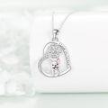 wholesale 925 Sterling Silver Heart-Shaped French Bulldog and Paw Print Pendant Necklace with Cubic Zirconia Stones - Gifts for Dog Lovers-0-1
