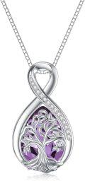 wholesale 925 Sterling Silver Birthstone Valentine s Day Tree of Life Teardrop Necklace-0-20