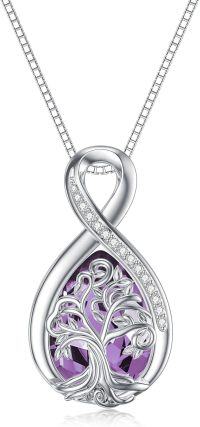 wholesale 925 Sterling Silver Birthstone Valentine s Day Tree of Life Teardrop Necklace-06 June Birthstone