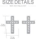 wholesale White Gold Plated 925 Sterling Silver Cubic Zirconia Cross Stud Earrings for Women-0-3