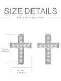 wholesale White Gold Plated 925 Sterling Silver Cubic Zirconia Cross Stud Earrings for Women-0-3