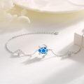 wholesale 925 Sterling Silver Blue Fire Opal Sea Turtle Shell Charm Bracelet for Women 7-8 Adjustable Chain Hypoallergenic Gift Boxed-0-2