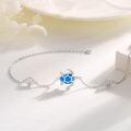 wholesale 925 Sterling Silver Blue Fire Opal Sea Turtle Shell Charm Bracelet for Women 7-8 Adjustable Chain Hypoallergenic Gift Boxed-0-2