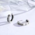wholesale 925 Sterling Silver Norse Runes Black Huggie Hoop Earrings for Men & Women-0-1