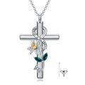 wholesale 925 Sterling Silver Cross with Lily and Butterfly Charm Cremation Jewelry Urn Necklace for Ashes Keepsake Pendant-0-0