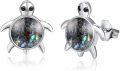 wholesale 925 Sterling Silver Abalone Shell Turtle Stud Earrings - Ocean Themed Sea Life  for Her-0-0