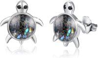 wholesale 925 Sterling Silver Abalone Shell Turtle Stud Earrings - Ocean Themed Sea Life  for Her-Abalone Shell Gravel
