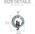 wholesale 925 Sterling Silver Cat on the Moon Pendant Necklace with Blue Circle Crystal for Women-0-5