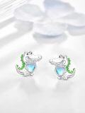 wholesale 925 Sterling Silver Alligator Heart Moonstone Stud Earrings for Women Gift-0-2