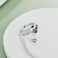 TOUPOP 925 Sterling Silver Heart Paw Print Dog Cremation Memorial Ring-0-3