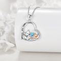 wholesale 925 Sterling Silver Blue Crystal Love Cat and Dog Heart Pendant Necklace Gift for Women-0-2