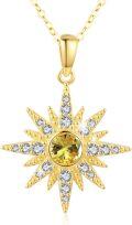 wholesale Sterling Silver Gold Plated Opal Moonstone Birthstone Starburst Necklace for Women-0-0