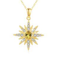 wholesale 925 Sterling Silver Sunburst Pendant With Opal And Cubic Zirconia-November Stone