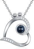 wholesale 925 Sterling Silver Black Pearl & Cubic Zirconia Heart Pendant Personalized Photo Name Necklace-0-0