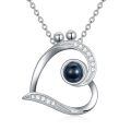 wholesale 925 Sterling Silver Black Pearl & Cubic Zirconia Heart Pendant Personalized Photo Name Necklace-0-0