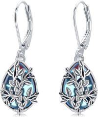 wholesale 925 Sterling Silver Blue Moonstone Tree of Life Drop Earrings-C-Tree