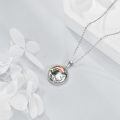 wholesale 925 Sterling Silver Dolphin Pendant with Green Agate Gemstone Necklace s for Women-0-4