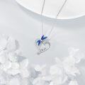 wholesale 925 Sterling Silver Blue Opal & Crystal Heart Love Butterfly Pendant Necklace-0-3