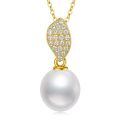 TOUPOP 14K Gold Freshwater Cultured Pearl Necklace with Bow Heart Dolphin Pendant-0-0