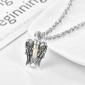 wholesale 925 Sterling Silver Angel Wings Cross Urn Necklace for Ashes Men Women Cremation Memorial Jewelry Keepsake -0-1