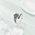 wholesale Sterling Silver Turquoise Butterfly Adjustable Open Ring for Women-0-2