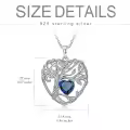 TOUPOP Sterling Silver Sapphire Tree Of Life Pendant Necklace-0-5