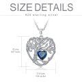 TOUPOP Sterling Silver Sapphire Tree Of Life Pendant Necklace-0-5