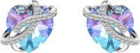 wholesale 925 Sterling Silver & Austrian Crystal Love Earrings - Hypoallergenic Gift for Women-Blue-Purple