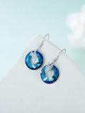 TOUPOP Sterling Silver Blue Crystal Cat Pentagram Music Note Dangle Earrings-0-2