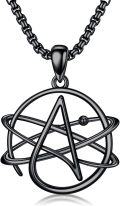 wholesale Black 925 Sterling Silver Pentagram Atom Pendant Necklaces for Men-0-0