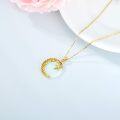 wholesale 14K Gold Opal Crescent Moon & Star Pendant Necklace for Women - 16 Chain-0-3