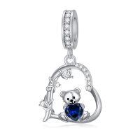 wholesale 925 Sterling Silver 12 Month Birthstone Teddy Bear Charms Bracelet Jewelry Gifts-September
