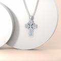 wholesale 925 Sterling Silver Celtic Knot Cubic Zirconia Cross Pendant Necklace for Women-0-1