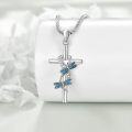 wholesale 925 Sterling Silver Dragonfly Turquoise Stone Cross Pendant Necklace Religious  for Women and Men-0-2