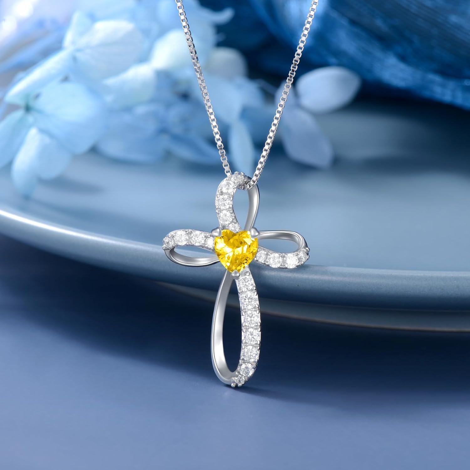  Sterling Silver Birthstone Cross Necklace for Women Birthday Mother s Day Gift ( )-0-3