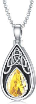 wholesale 925 Sterling Silver Birthstone Celtic Knot Teardrop Urn Necklace for Ashes-0-0