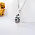 TOUPOP Sterling Silver Gemstone Teardrop Tree Of Life Urn Necklace-0-1