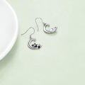 wholesale 925 Sterling Silver Panda on Crescent Moon Star Dangle Earrings for Women-0-3
