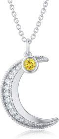 wholesale TOUPOP Moon Necklace With November Citrine Birthstone November Birthday Gifts For Women Christmas Gifts For Women 925 Sterling Silver Crescent Moon Pendant Necklace For Her Wife Sister Friend -0-0
