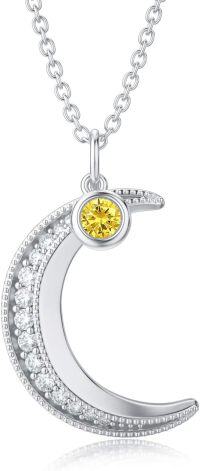 wholesale TOUPOP Moon Necklace With November Citrine Birthstone November Birthday Gifts For Women Christmas Gifts For Women 925 Sterling Silver Crescent Moon Pendant Necklace For Her Wife Sister Friend -undefined