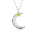 TOUPOP Sterling Silver Citrine Moon Pendant Necklace-0-0