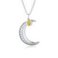 TOUPOP Sterling Silver Citrine Moon Pendant Necklace-0-0