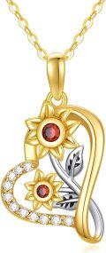 wholesale  14K Gold (Au585) & Moissanite Sunflower Heart Necklace with Cubic Zirconia, Hypoallergenic Nickel-Free Jewelry Gift for Women-0-0