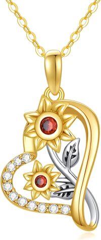 wholesale  14K Gold (Au585) & Moissanite Sunflower Heart Necklace with Cubic Zirconia, Hypoallergenic Nickel-Free Jewelry Gift for Women-Style-1