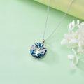wholesale 925 Sterling Silver Blue Crystal Tree of Life Owl Pendant Necklace Gifts for Women-0-4