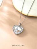 TOUPOP Sterling Silver Heart Locket Pendant Picture Necklace Gift-0-3
