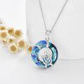 wholesale 925 Sterling Silver Blue Crystal Sea Turtle Pendant Necklace with Chain for Women Girls  (Ocean Wave Design)-0-1